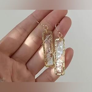 14K Gold Plated Rectangle Earrings